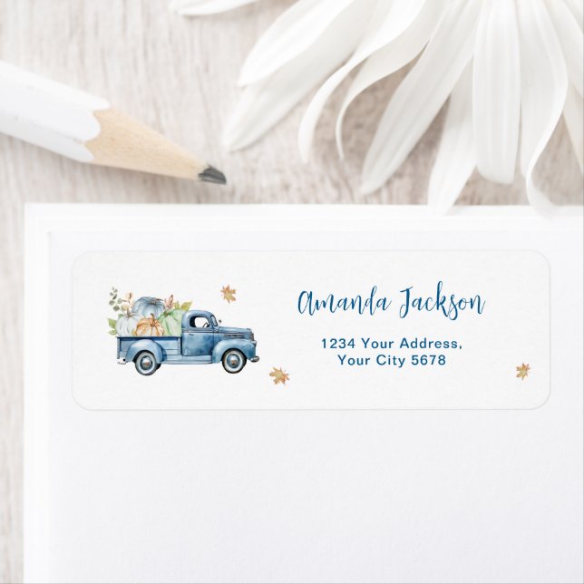 Blue Truck Pumpkin Baby Shower Address (Insitu)