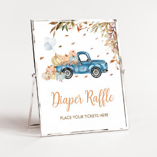 Blue Truck Pumpkin Diaper Raffle Baby Shower Poster