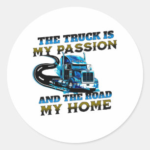 Blue Truck Speed Road Passion Home Driver Design Classic Round Sticker