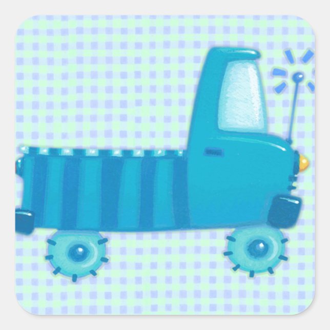 Blue Truck Square Sticker (Front)