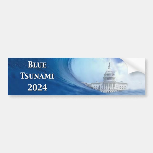 Blue Tsunami Election 2024 Bumper Sticker (Front)