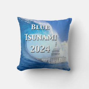 Blue Tsunami Election 2024 Throw Pillow