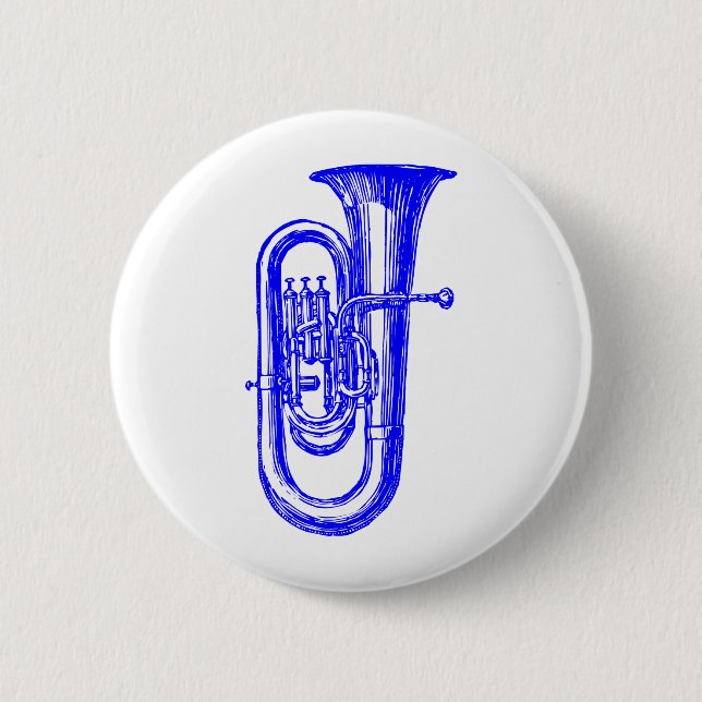 Blue Tuba 2 Inch Round Button (Front)