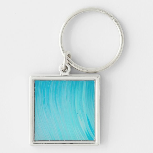 Blue Tube Wave Cool Teal Water Keychain (Front)