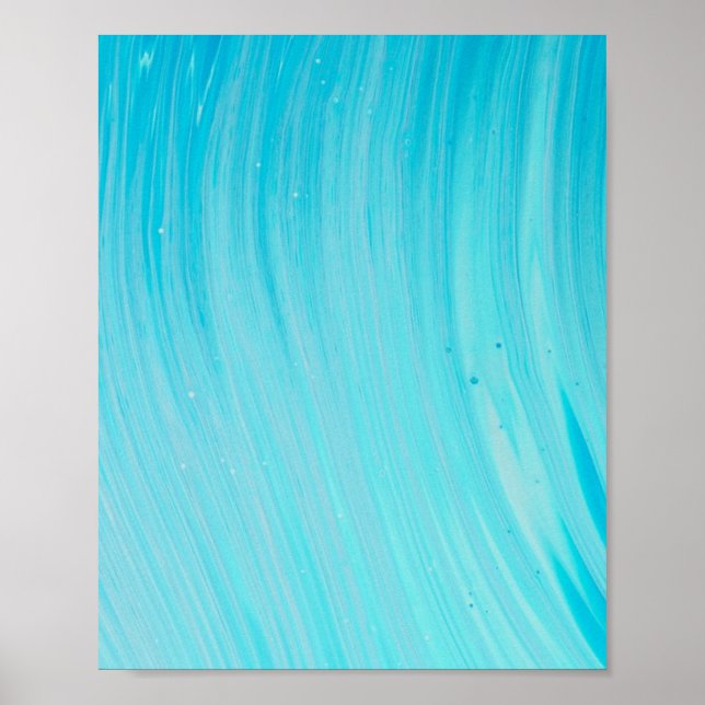 Blue Tube Wave Cool Teal Water Poster (Front)