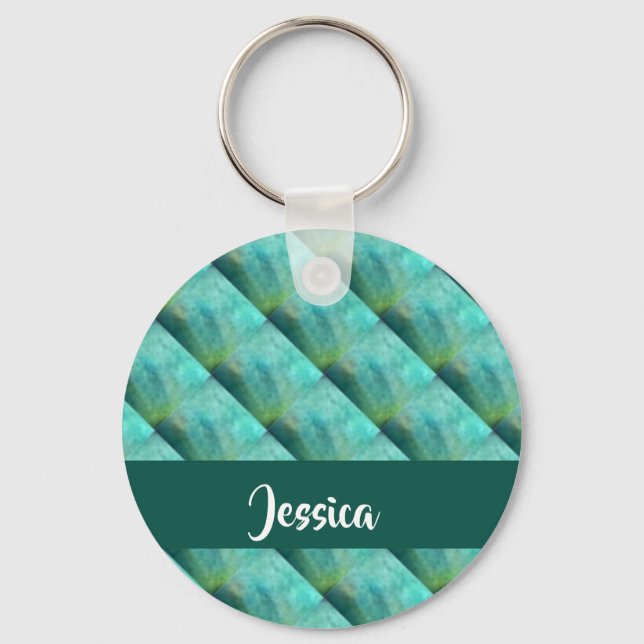 Blue tufted patterned keychain (Front)