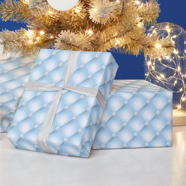 Blue Tufted Pearls Wrapping Paper (Holidays)