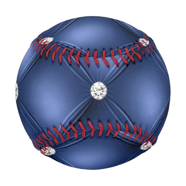 Blue Tufted Small Square Decorative Pattern Baseball (Front)