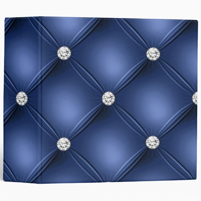 Blue Tufted Small Square Decorative Pattern Binder (Front/Spine)