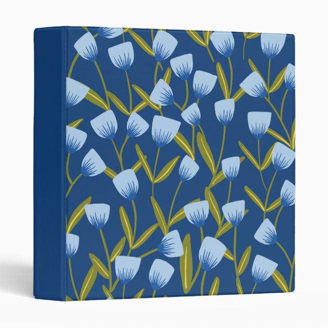 Blue Tulip Floral pattern Binder (Front/Spine)