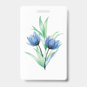 Blue tulip flower badge