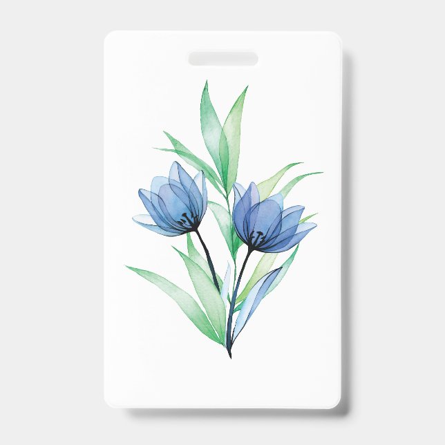 Blue tulip flower badge (Front)
