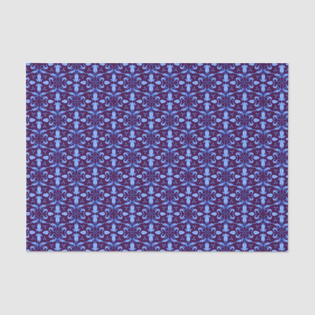 Blue tulip flower graphic pattern  tissue paper (Front)
