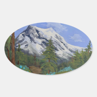 Blue Tulips on a hike Oval Sticker