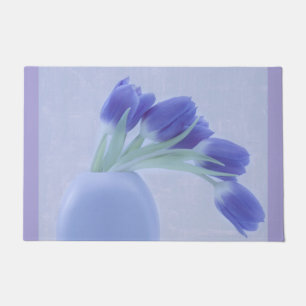 Blue Tulips Still Life  Doormat