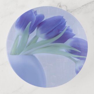 Blue Tulips Still Life Trinket Trays