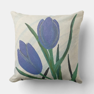 Blue Tulips  Throw Pillow