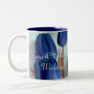 Blue Tulips Two-Tone Coffee Mug