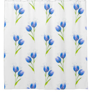 Blue Tulips Watercolor Pattern