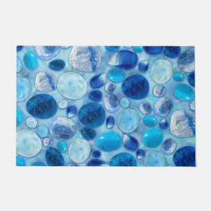 Blue Tumbled Gemstones abstract Doormat