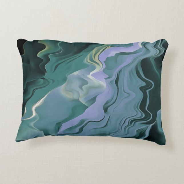 Blue Turbulence Acrylic Pour Abstract Art Decorative Pillow (Back)