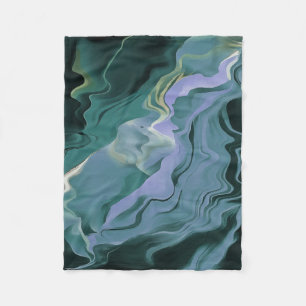 Blue Turbulence Acrylic Pour Abstract Art Fleece Blanket