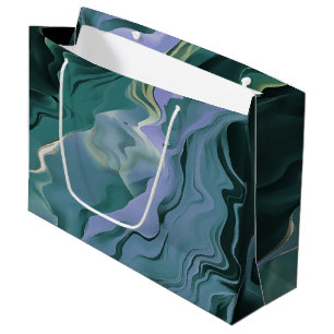 Blue Turbulence Acrylic Pour Abstract Art Large Gift Bag