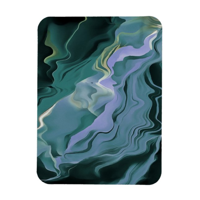 Blue Turbulence Acrylic Pour Abstract Art Magnet (Vertical)
