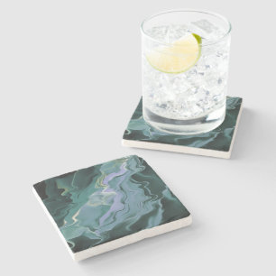 Blue Turbulence Acrylic Pour Abstract Art Stone Coaster