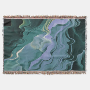Blue Turbulence Acrylic Pour Abstract Art Throw Blanket