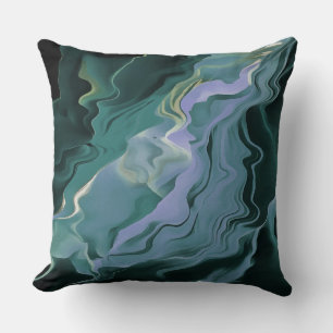 Blue Turbulence Acrylic Pour Abstract Art Throw Pillow