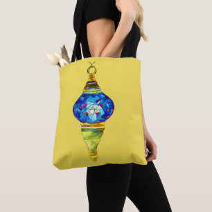 Blue Turkish Lamps mosaic art watercolor Tote Bag