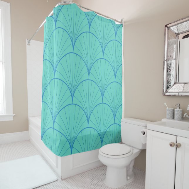 Blue Turqouise Goemetric Seashells Pattern  (In Situ)