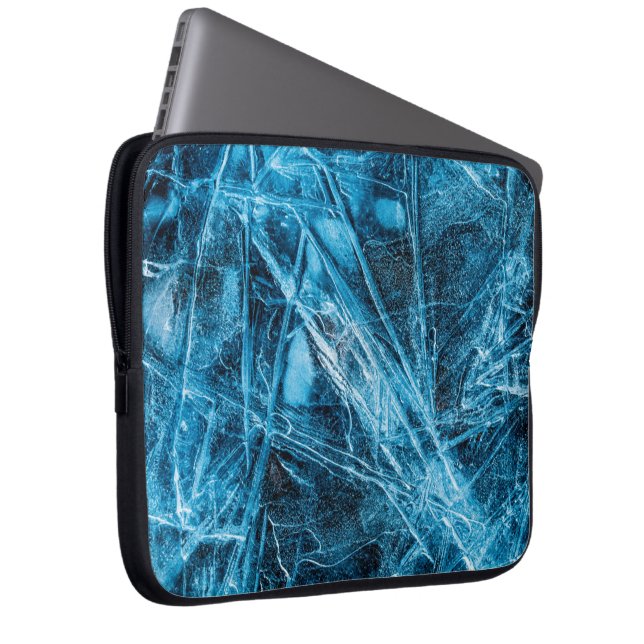 Blue Turquoise Abstract Ice Art Laptop Sleeve (Front Right)