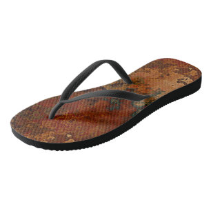 Blue, Turquoise and Rust Marble Abstract Flip Flops