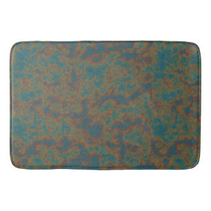 Blue, Turquoise and Rusted Metal Abstrat Bath Mat