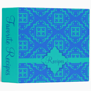 Blue Turquoise Arabesque Moroccan Name Customized Binder