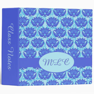 Blue Turquoise Art Nouveau Damask Monogram Album Binder
