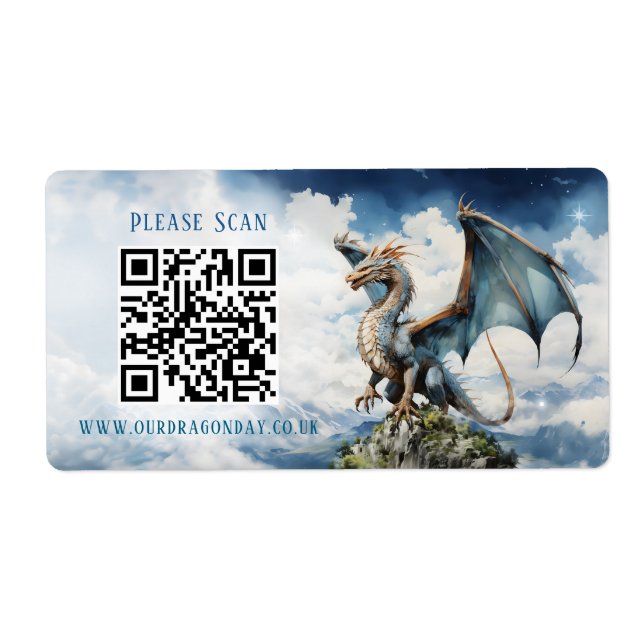 Blue Turquoise Celtic Dragon QR Code Mariage Info (Devant)