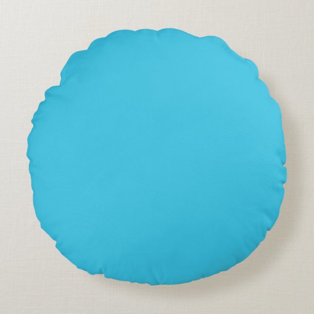Blue Turquoise colour Round Pillow (Front)