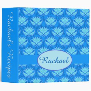 Blue Turquoise Damask Name Personalized Album Binder