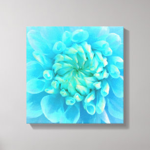 Blue Turquoise Flower in Watercolor Canvas Print