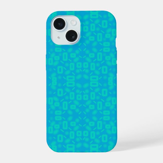 Blue Turquoise Frosted Glass Pattern Abstract Art  iPhone 15 Case (Back)