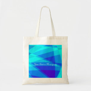 Blue Turquoise Geometric  Modern Natural Tote Bag