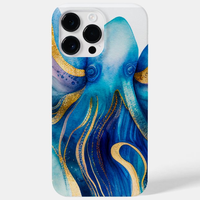 Blue Turquoise Gold Octopus Case-Mate iPhone 14 P Case (Back)