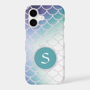 Blue Turquoise Gradient Luxury Fishscale Monogramm