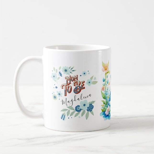Blue Turquoise Green Dragon Mom To Be Coffee Mug (Left)