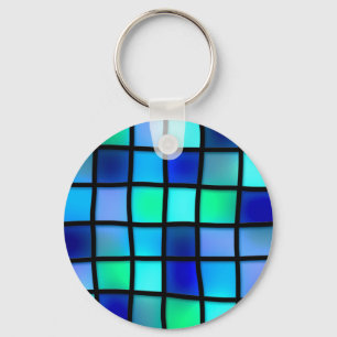 Blue Turquoise Green Purple Stained Glass Art Keychain