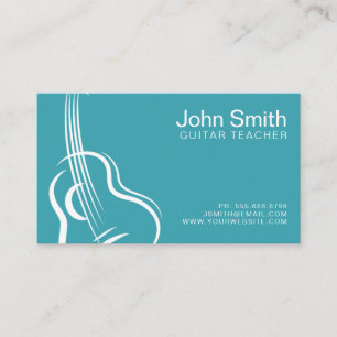 Blue Turquoise Guitar Teacher Business Card
