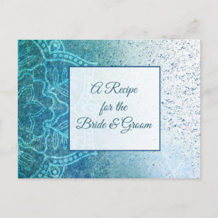 Blue Turquoise Mandala  wedding Recipe Card
